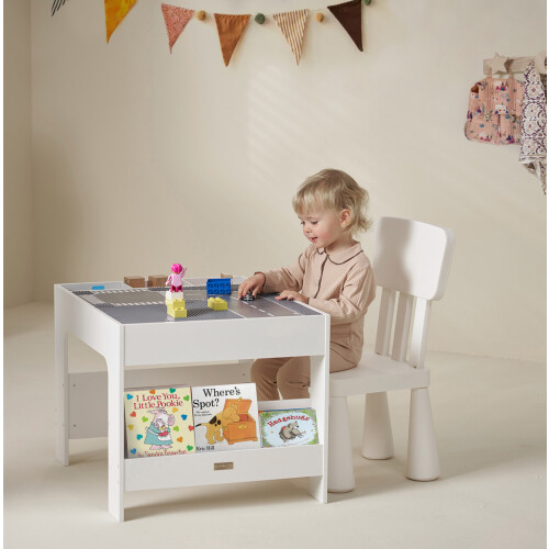 Kids Activity Table Play Table for Toddler with Storage and Bookshelf 1