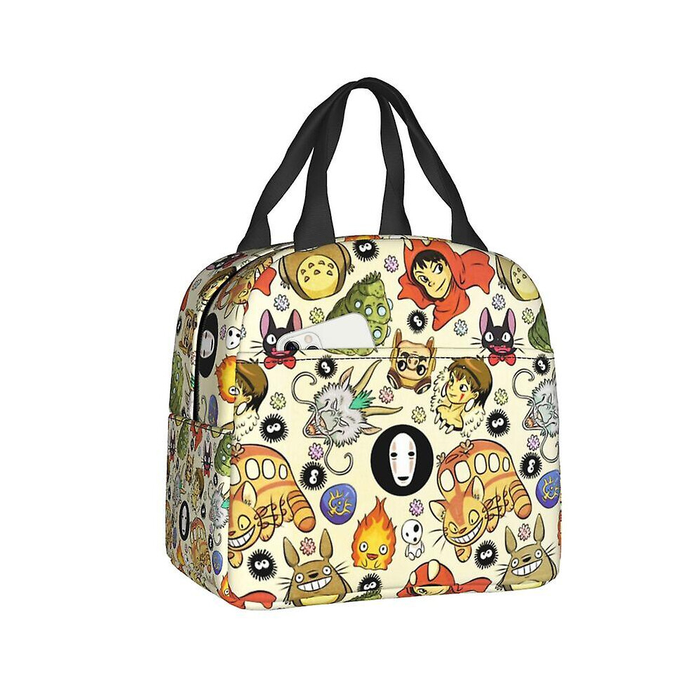 (5) My Neighbor Totoro Lunch Bag Anime Cooler Thermal Insulated Lunch Box For Women Kids School Children Beach Travel Food Tote Bags