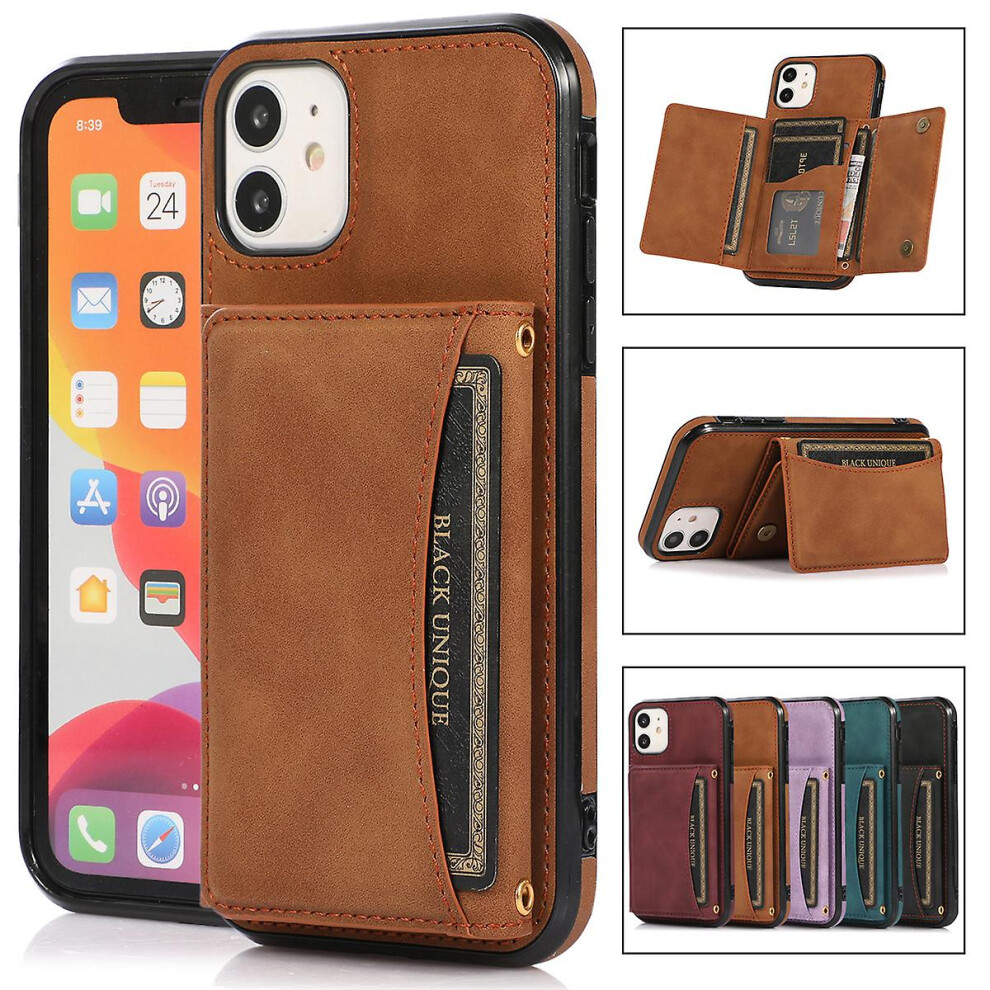 (Brown) Iphone 11 Wallet Case With Card Holder,Slim Pu Leather Kickstand Card Slots Case For Apple Iphone 11 Black Black,Brown 7081537253193