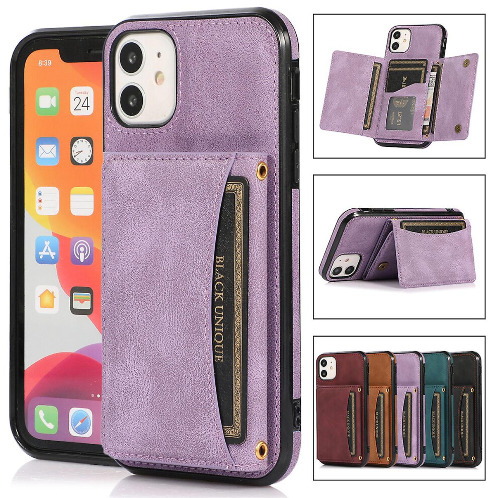 (Purple) Iphone 11 Wallet Case With Card Holder,Slim Pu Leather Kickstand Card Slots Case For Apple Iphone 11 Black Black,Purple 7081537253209