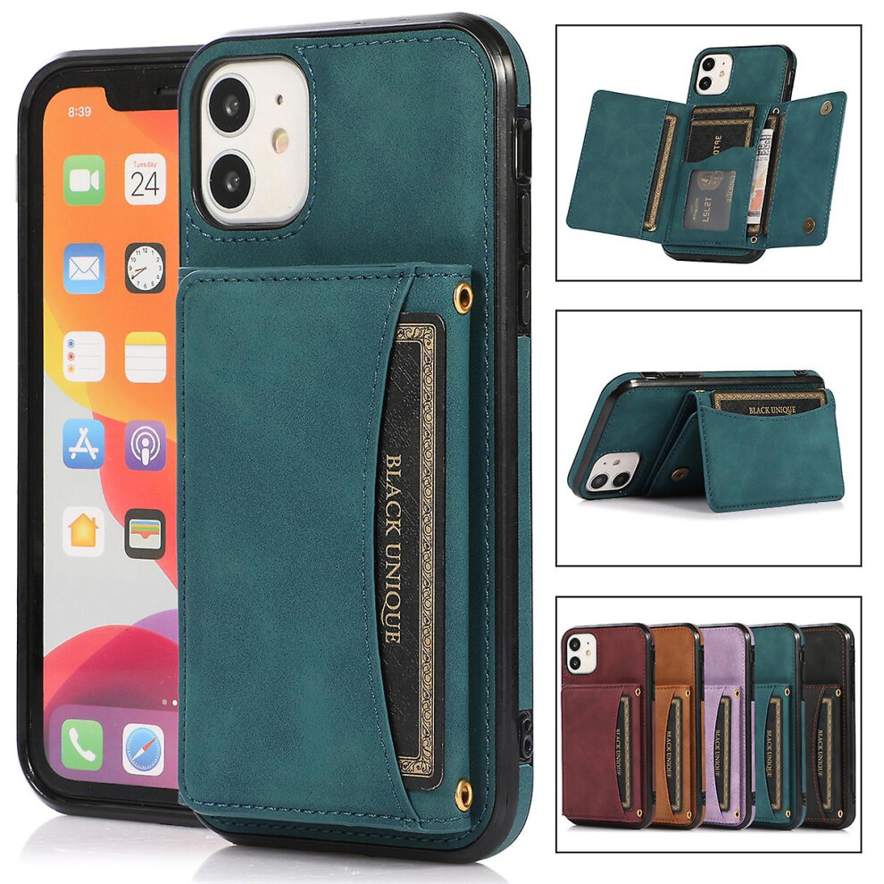 (Blue) Iphone 11 Wallet Case With Card Holder,Slim Pu Leather Kickstand Card Slots Case For Apple Iphone 11 Black Blue,Black 7081537253230
