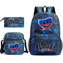 (Only Backpack, Type 7) 3 Pcs Set Anime Game 3d Poppy Playtime Monster Backpacks Messenger Bag Pencil Bag Canvas School Bag For Student Kids
