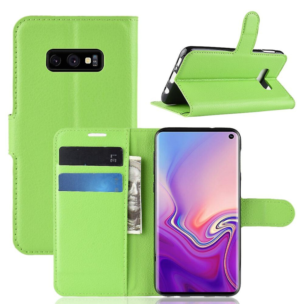 (Green) Litchi Skin Wallet Leather Stand Cover For Samsung Galaxy S10e-White Green 6262875581914