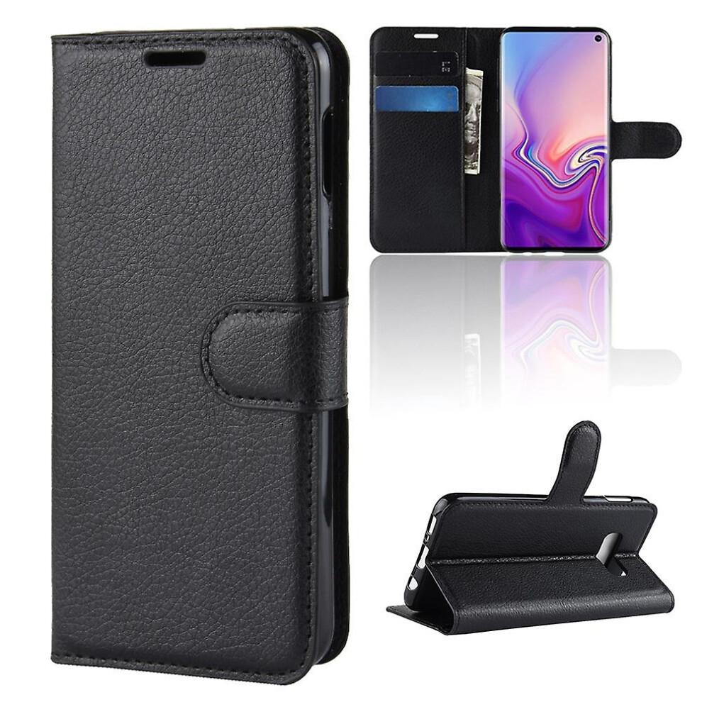 (Black) Litchi Skin Wallet Leather Stand Cover For Samsung Galaxy S10e-White Black 6262875581952
