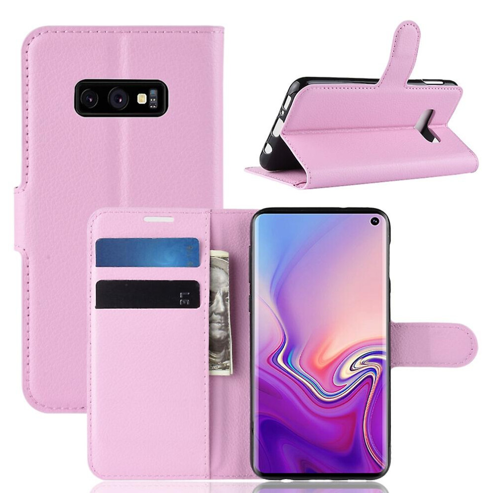 (Pink) Litchi Skin Wallet Leather Stand Cover For Samsung Galaxy S10e-White Pink 6262875581983