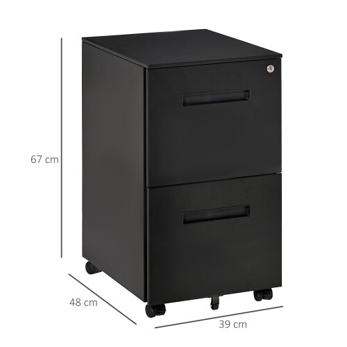 Vinsetto Vinsetto Mobile Lockable File Cabinet w/ Adjustable Hanging File Folder Black 1