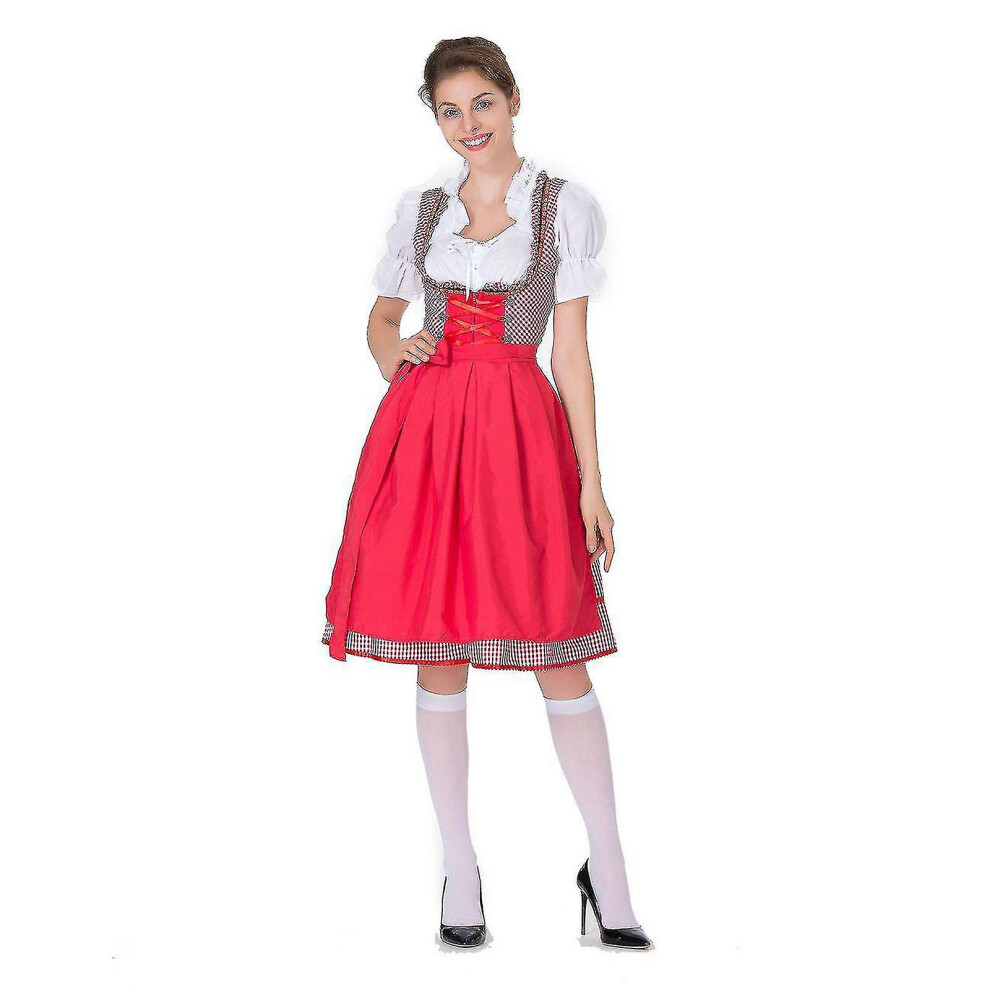 (, S) ,Womens Oktoberfest Costume, German Dirndl Dress Costume Dress,For Bavarian Carnival Party-I Red