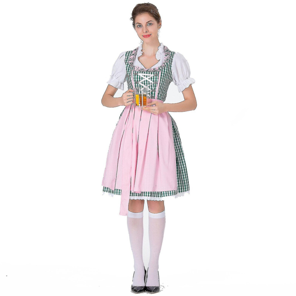 (, S) ,Womens Oktoberfest Costume, German Dirndl Dress Costume Dress,For Bavarian Carnival Party-I Green
