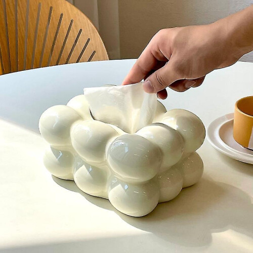 (white) Tissue Box High Capacity Dust-proof Marshmallow Shape Tissue Case