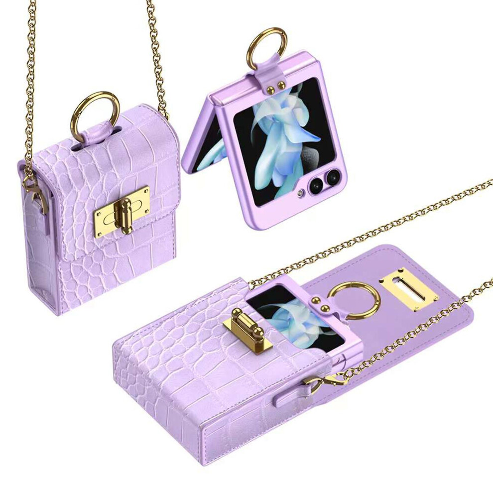 (purple) Z Flip 5 Crossbody Case, Adjustable Strap Stylish And Versatile Accessory For The Modern, Chic Woman Phone Purse Handbag