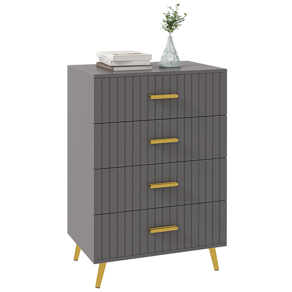 HOMCOM Bedroom Chest Of Drawers, 4-Drawer Dresser With Aluminium Legs