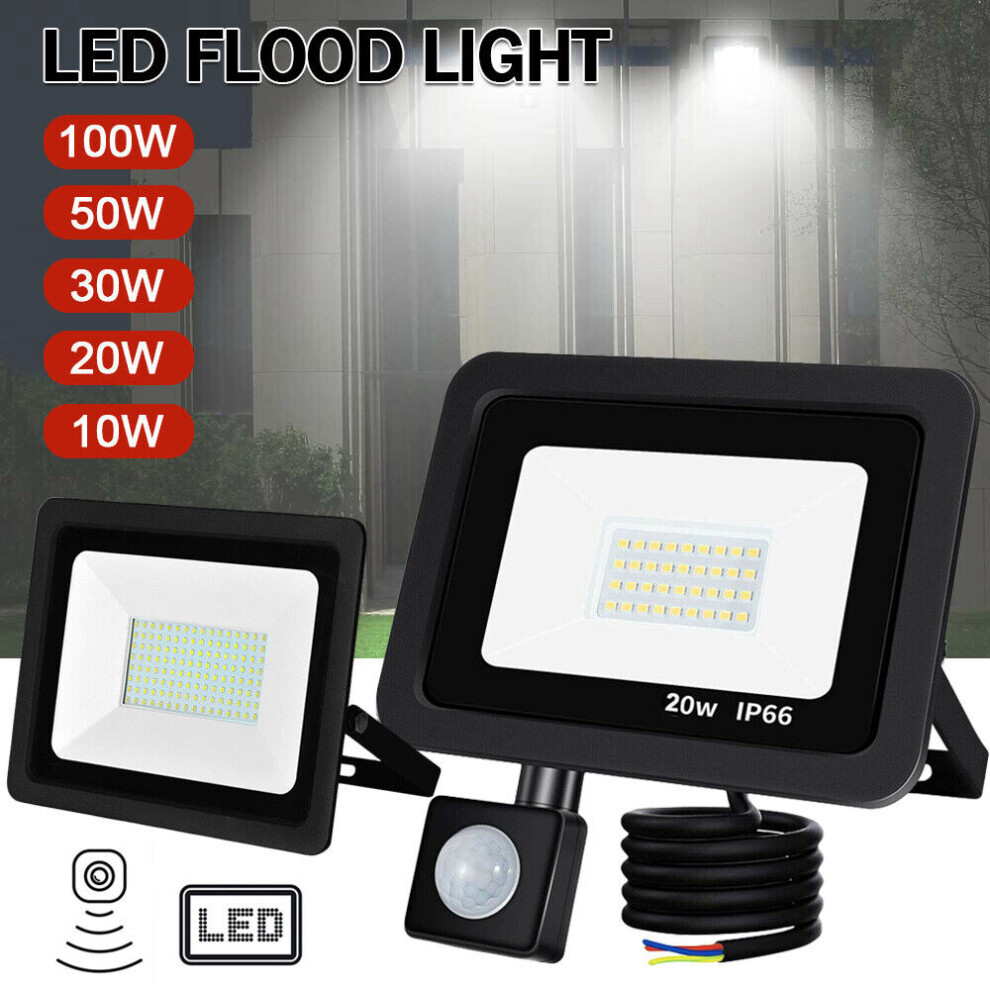(30W) 10-30W LED Flood Light Floodlight PIR Motion Sensor Outdoor Yard Security Lamp