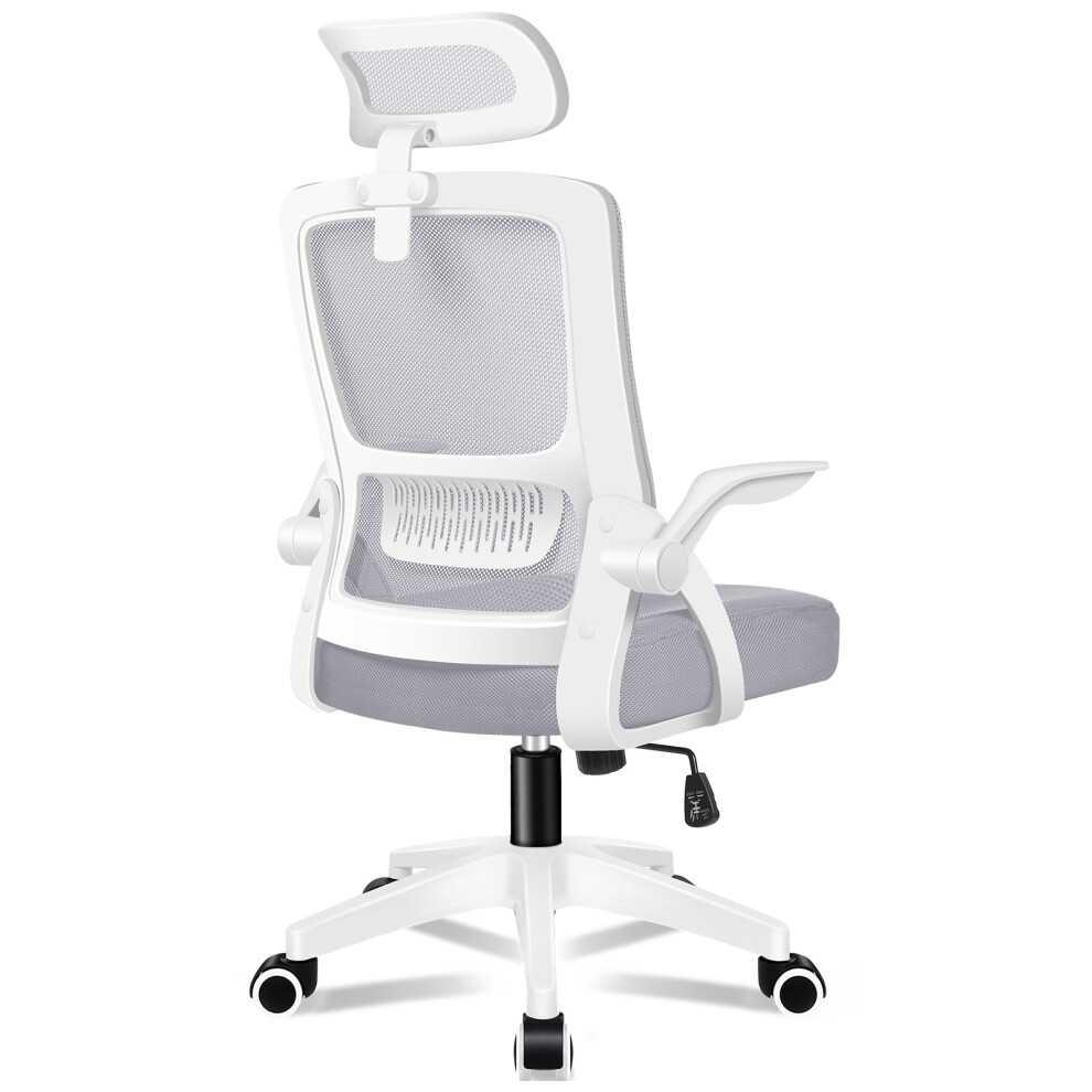 (Arco - White & Light Grey) ELFORDSON Mesh Office Chair Executive Study Work