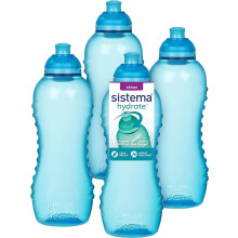 Sistema Twist 'n' Sip Squeeze Sports Water Bottles Leakproof Water Bottles 460 ml BPA-Free Recyclable with TerraCycle® Blue 4 Count