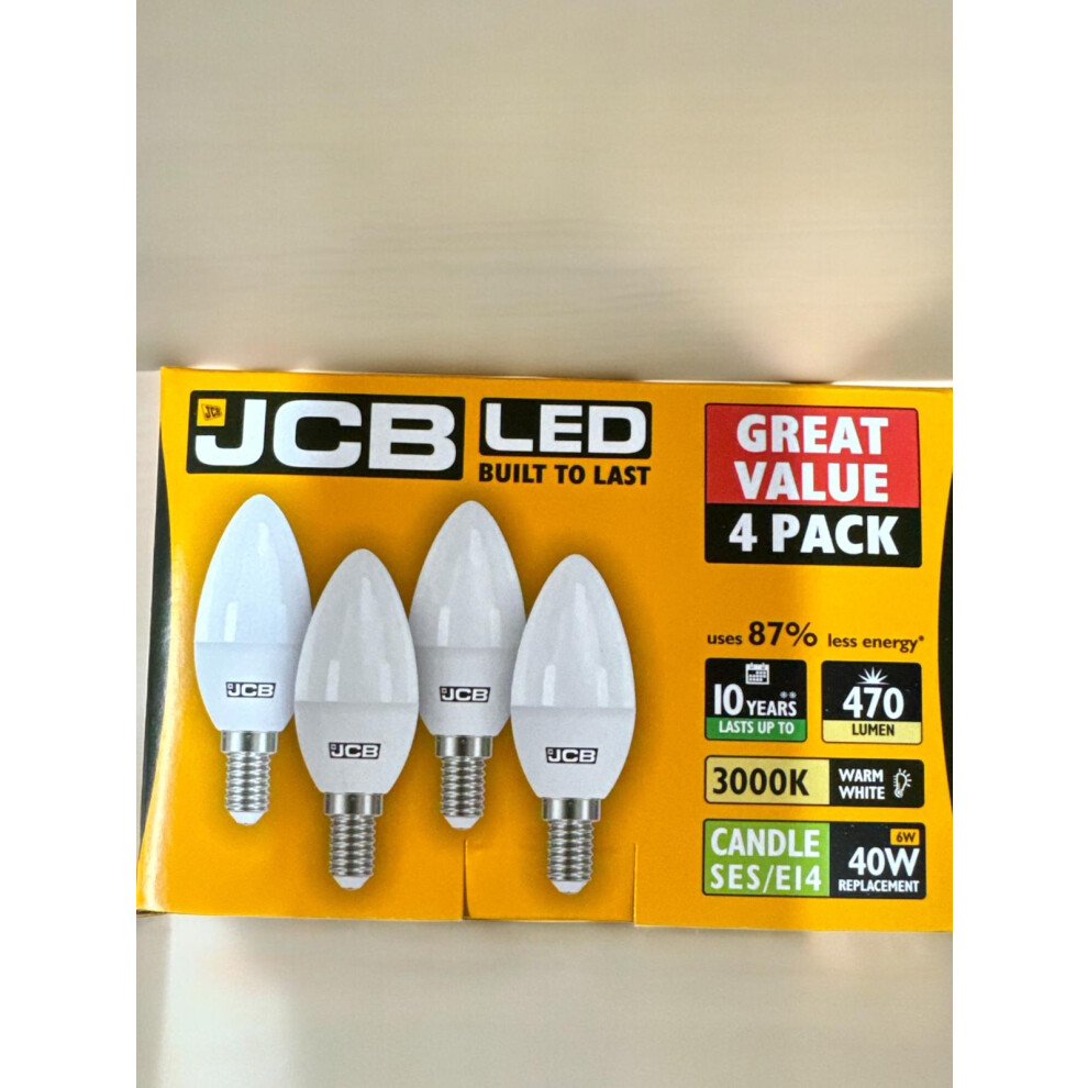 JCB e14 candle 4 pack 3000k 6w