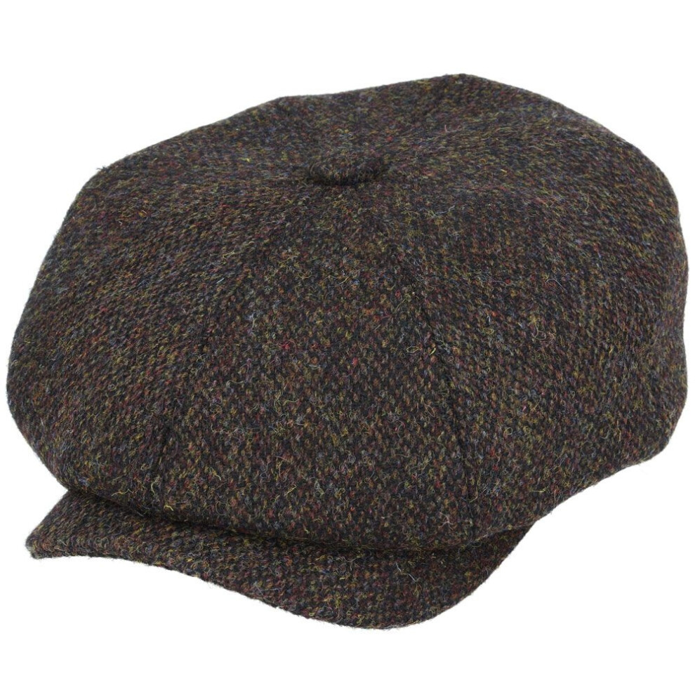 (Large) Men Harris Tweed Wool Newsboy Cap - Green