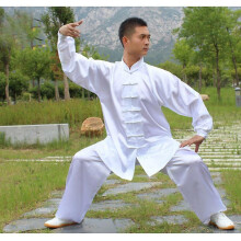 (White, 170) Kids Adults Chinese Tai Chi Performance Clothing Kung Fu Wushu Martial Arts Suit Multiple Colors