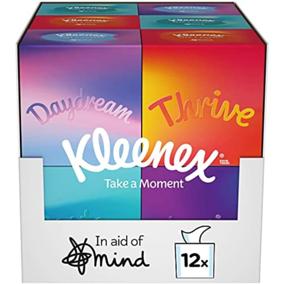 Kleenex Take a Moment Collection Tissues 12 Cube Tissue Boxes In Aid of Mind Contains 4 Different Designs