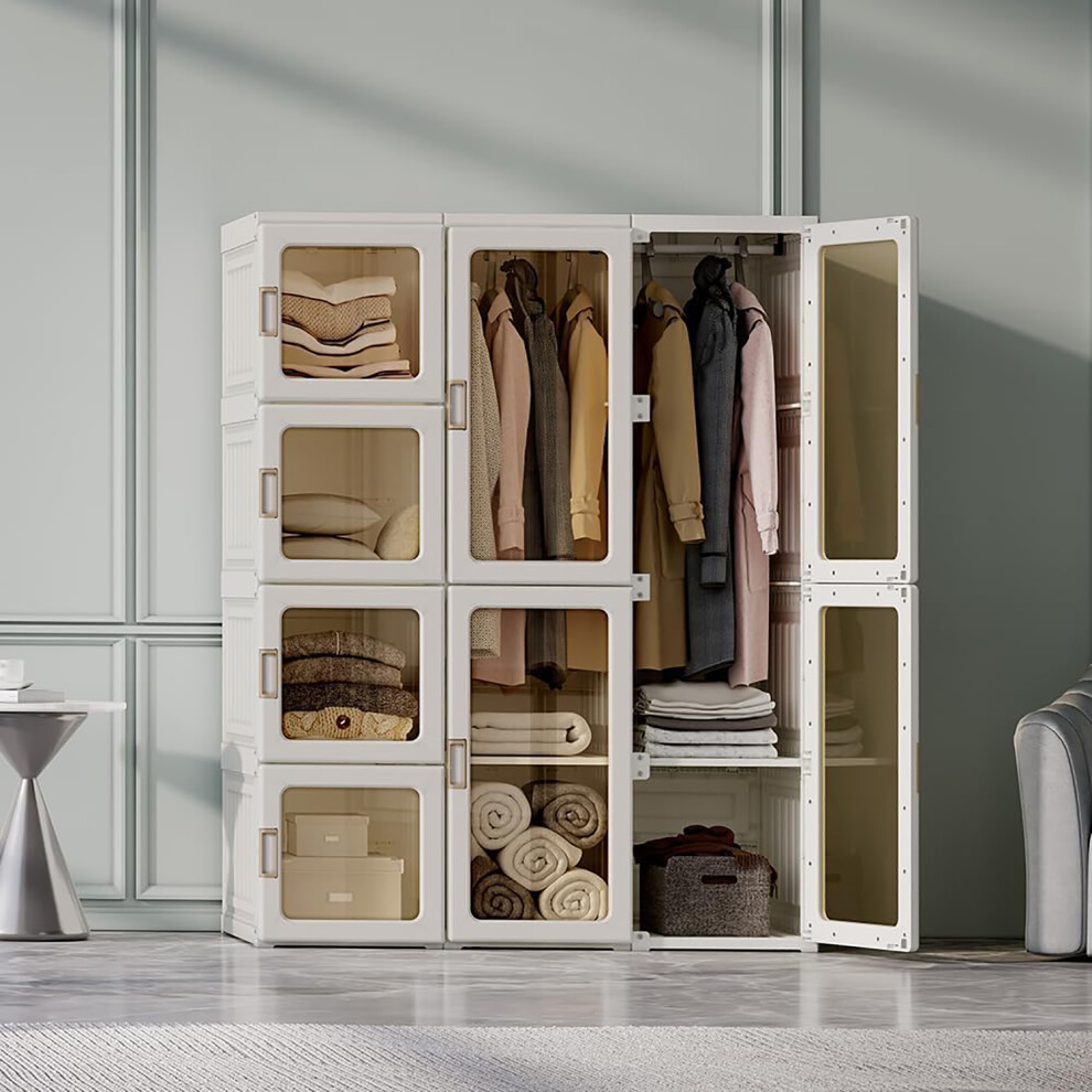 Portable Wardrobe Closet Storage Organizer Transparent Door Panels on OnBuy