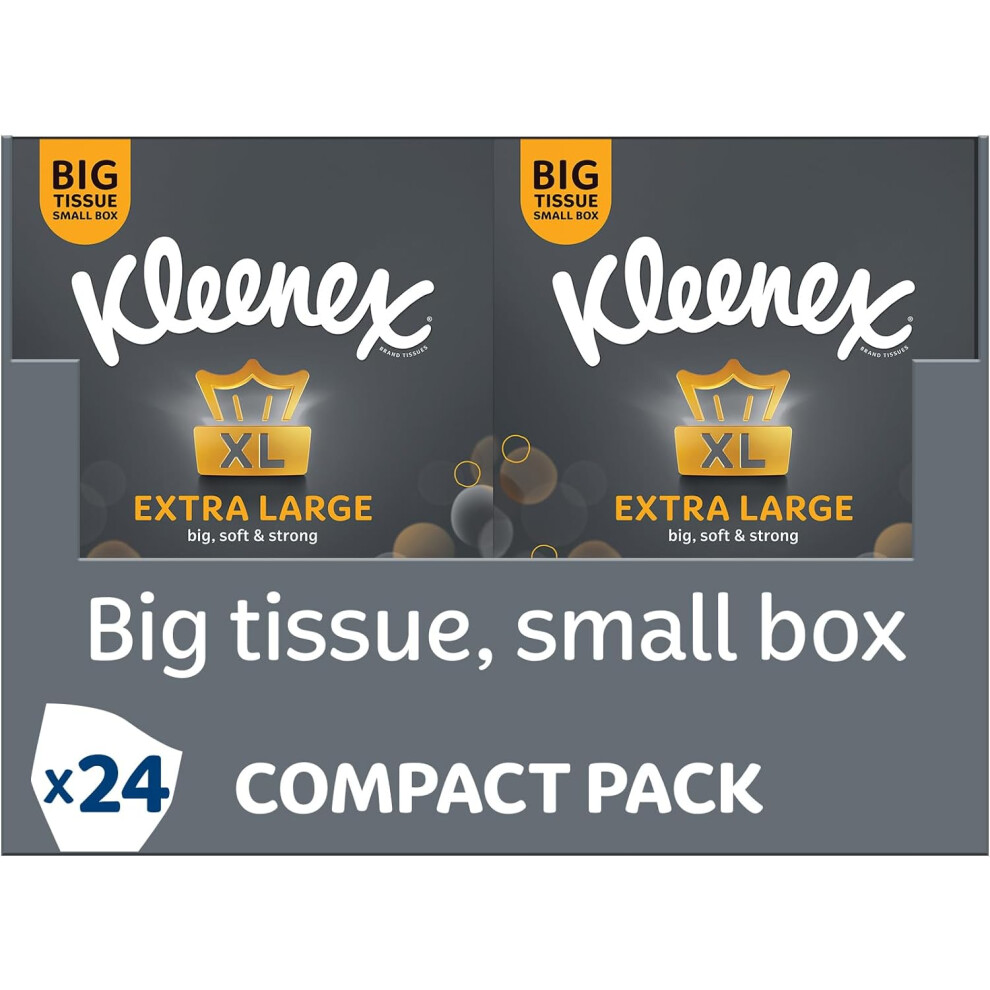 Kleenex Extra Large Facial Tissues 100% Recyclable Packaging 24 Compact Tissue Boxes 1056 Tissues (24 boxes)