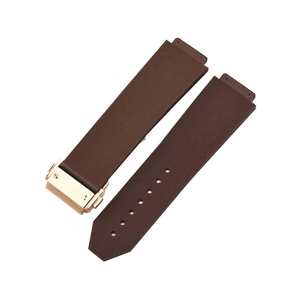 (-Rosegold Clasp, No.6 19Mm-13Mm-18Mm) Watch Bracelet For Hublot Big Bang Classic Fusion Folding Buckle Silicone Rubber Watch Strap Watch Accesso Brown 7081537295223