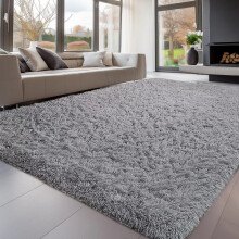(Light Grey, 200x290 cm) Elegant Affordable Shaggy Area Rug Non Skid Livingroom Rugs