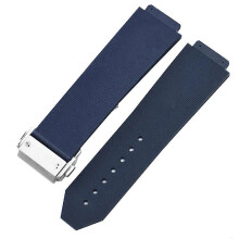 (Blue-Silver Clasp, NO.4) Watch Bracelet For Hublot Big Bang Classic Fusion Folding Buckle Silicone Rubber Watch Strap Watch Accessories Watch Band Chain-black-black Clasp