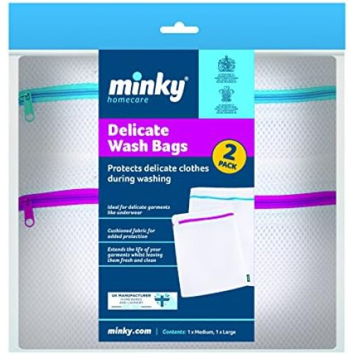 Minky Minky Delicates Wash Bag 2 Pack, White - 0861