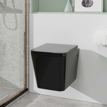 Wall Hung Toilet Wall Mount Bathroom WC Pan & Soft Close Seat Black