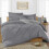 (GREY, DOUBLE) Reversible Plain Dyed Duvet Cover Set & Pillowcase 1