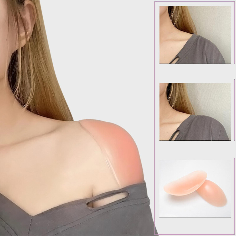 (skin tone-transparent, 2 pairs) 1 Pairs Shoulder Push-up Pads Soft Silicone Adhesive Shoulder Enhancer Shoulder Pads Anti-ip Shoulder Pads