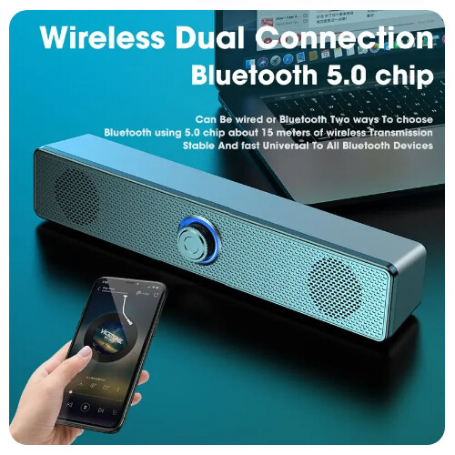 PC Soundbar Wired and Wireless Bluetooth Speaker TV Pc Laptop Gaming 2