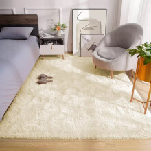 (Cream, 160x230 cm) Elegant Affordable Shaggy Area Rug Non Skid Livingroom Rugs