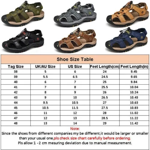 Blue Tag Size 38 UK Size 5 Men Summer Sandals Outdoor Walking Hiking Close Toe Beach Leather Shoes Size New
