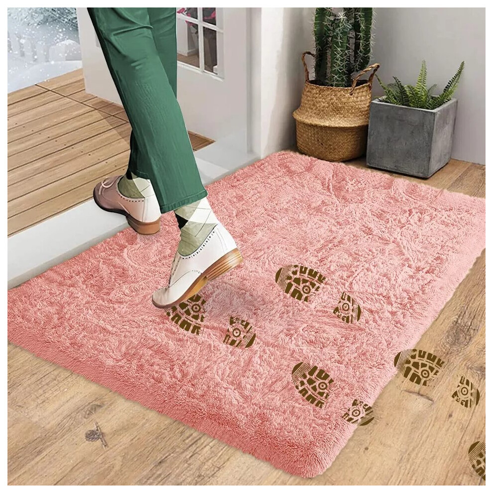 (Pink, 80x150 cm) Elegant Affordable Shaggy Area Rug Non Skid Livingroom Rugs