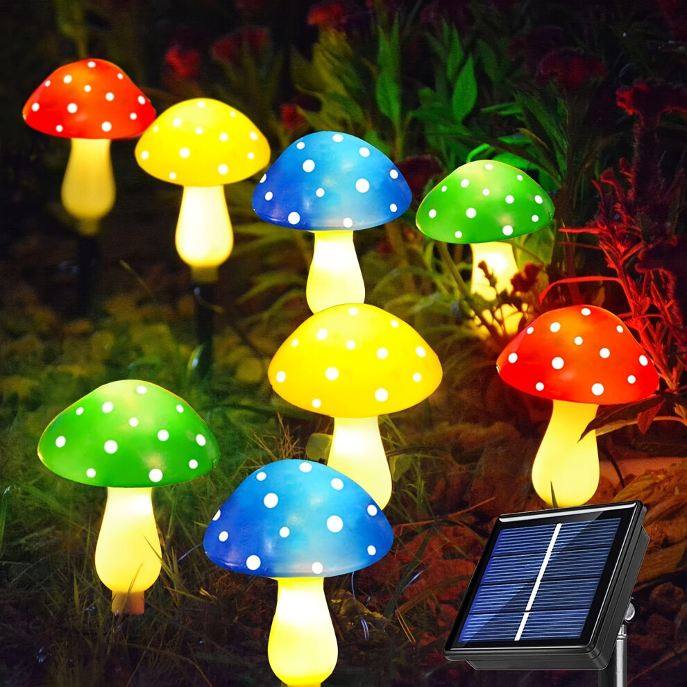 (8-piece set of colorful mushrooms) "Eco-Friendly" 8-Pack Solar Mushroom Lights For Outdoor Garden Decor