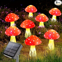 (8 pieces of red mushrooms) "Eco-Friendly" 8-Pack Solar Mushroom Lights For Outdoor Garden Decor