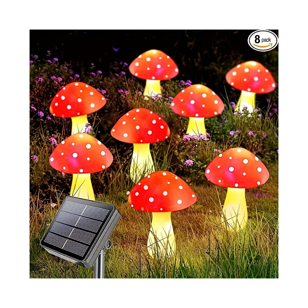 Yetp Star (8 Pieces Of Mushrooms) "Eco-Friendly" 8-Pack Solar Mushroom Lights For Outdoor Garden Decor Red