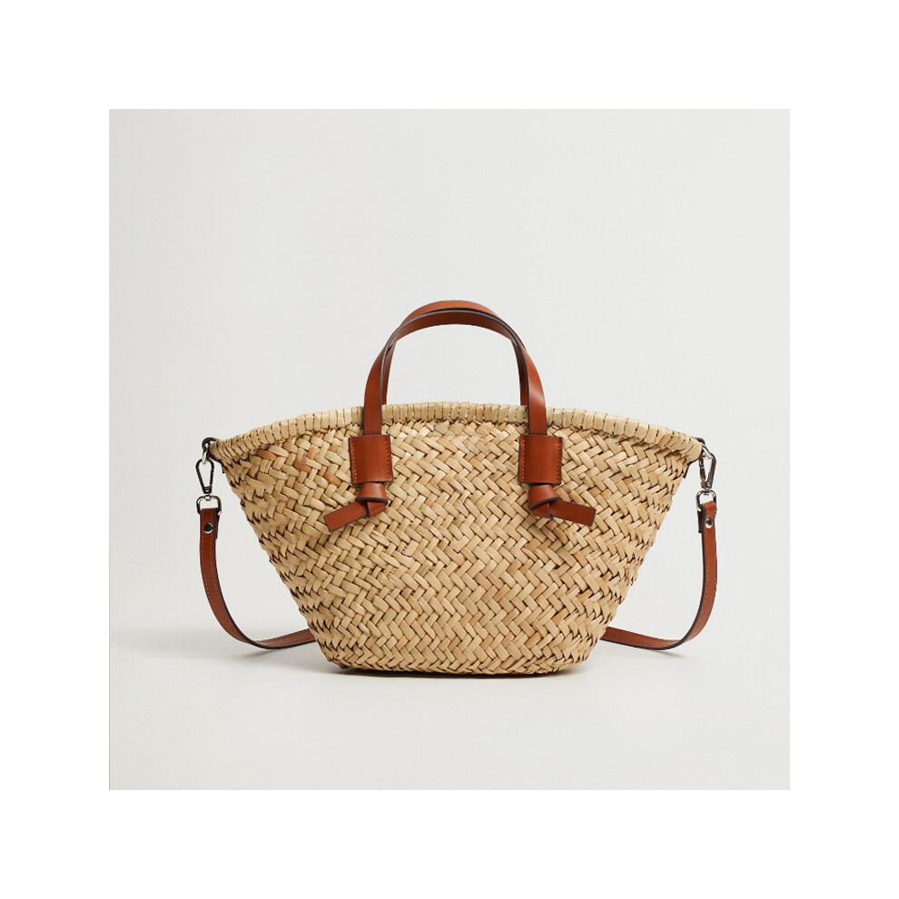 (Brown) Casual Wicker Woven Basket Bags Rattan Women Handbags Handmade Straw Tote Bag