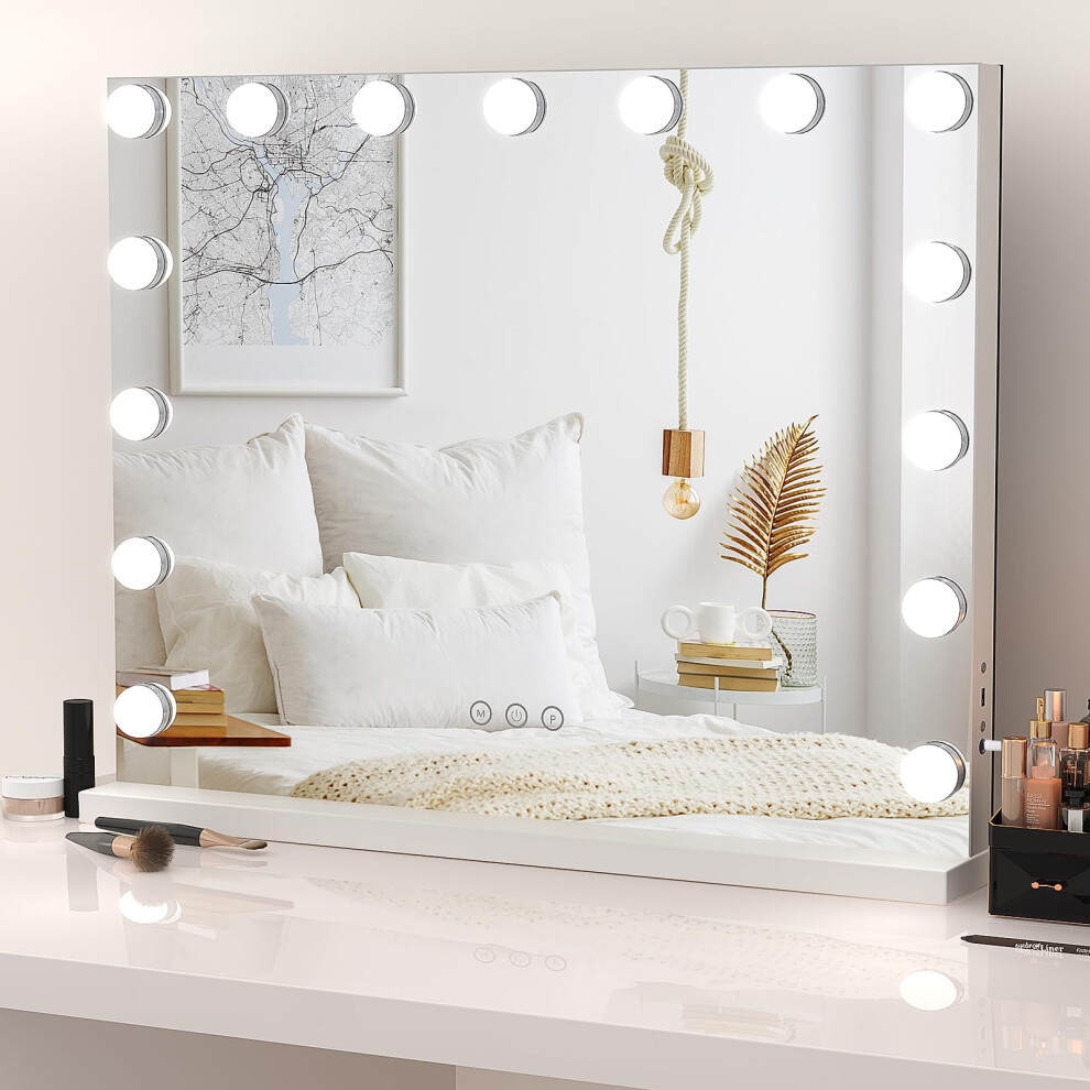 (58Ã48cm) Hollywood Vanity Mirror with 15 Dimmable Bulbs