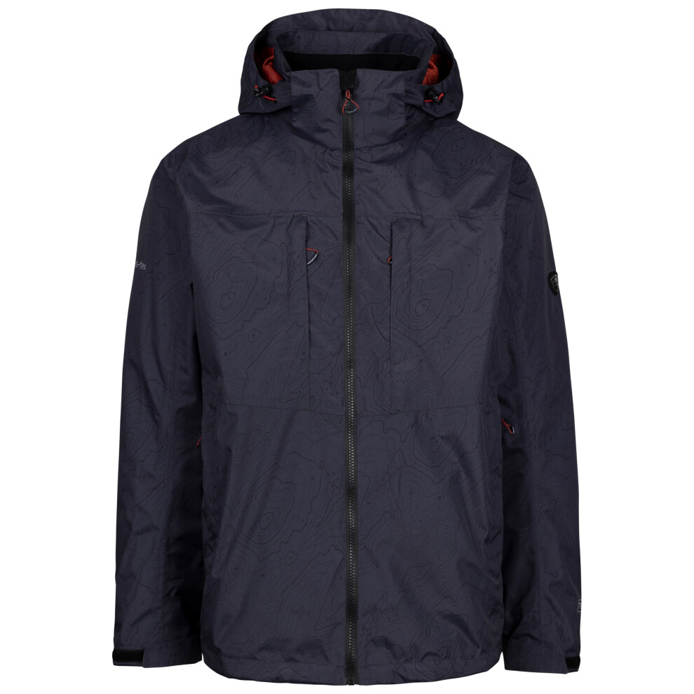 (L, Flint Print) Trespass Mens Waterproof Jacket RipStop Cullahill