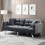KOSY KOALA Sofa Bed 2 Seater Grey Velvet Click Clack Sofa Settee Recliner Couch with Metal Legs with 2 Pillows 1