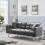 KOSY KOALA Sofa Bed 2 Seater Grey Velvet Click Clack Sofa Settee Recliner Couch with Metal Legs with 2 Pillows 3