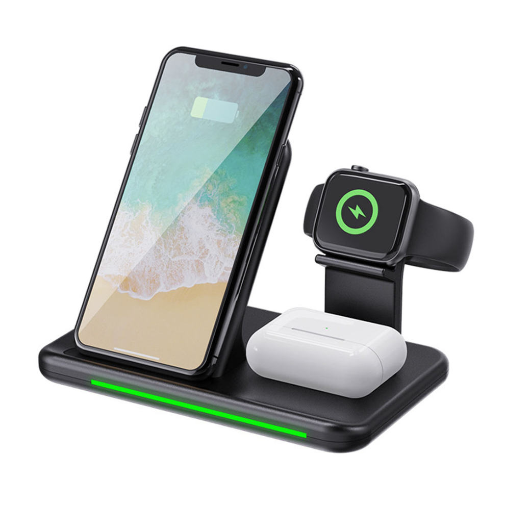 Chronus 3-In-1 Wireless Charging Station 15W (Black) Black 6976919869738