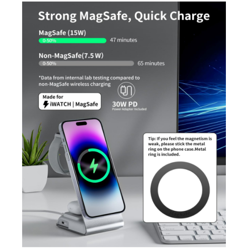 Station de charge sans fil pour appareils Apple (blanc) 1