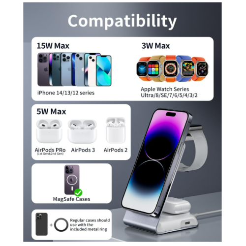 Station de charge sans fil pour appareils Apple (blanc) 2