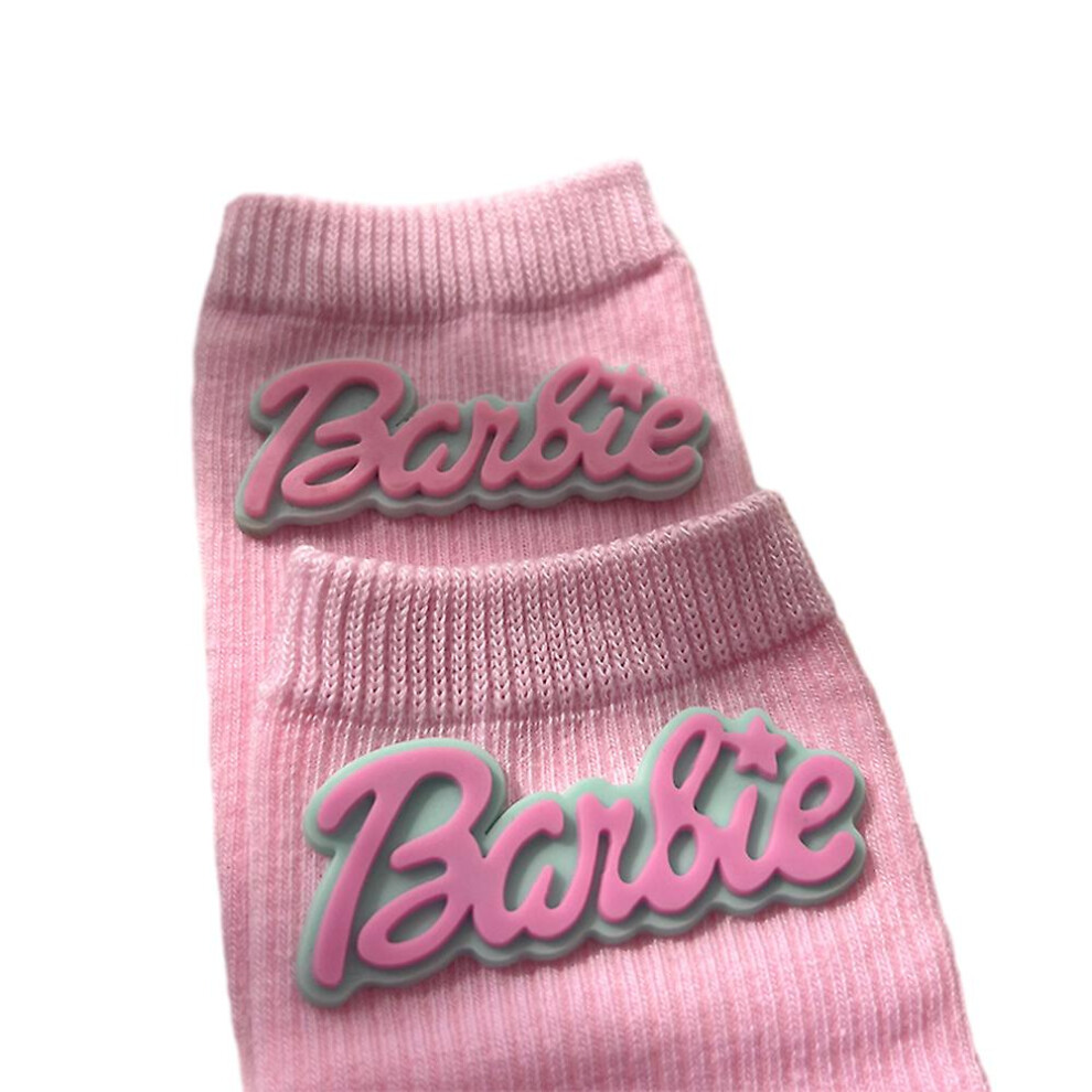 (D) Barbie Pink Socks Autumn Winter Knitted Warm Stocking Xmas Fans Gift For Women Girls
