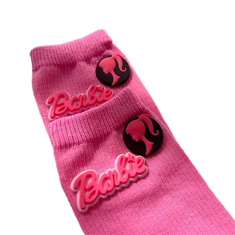 (B) Barbie Pink Socks Autumn Winter Knitted Warm Stocking Xmas Fans Gift For Women Girls