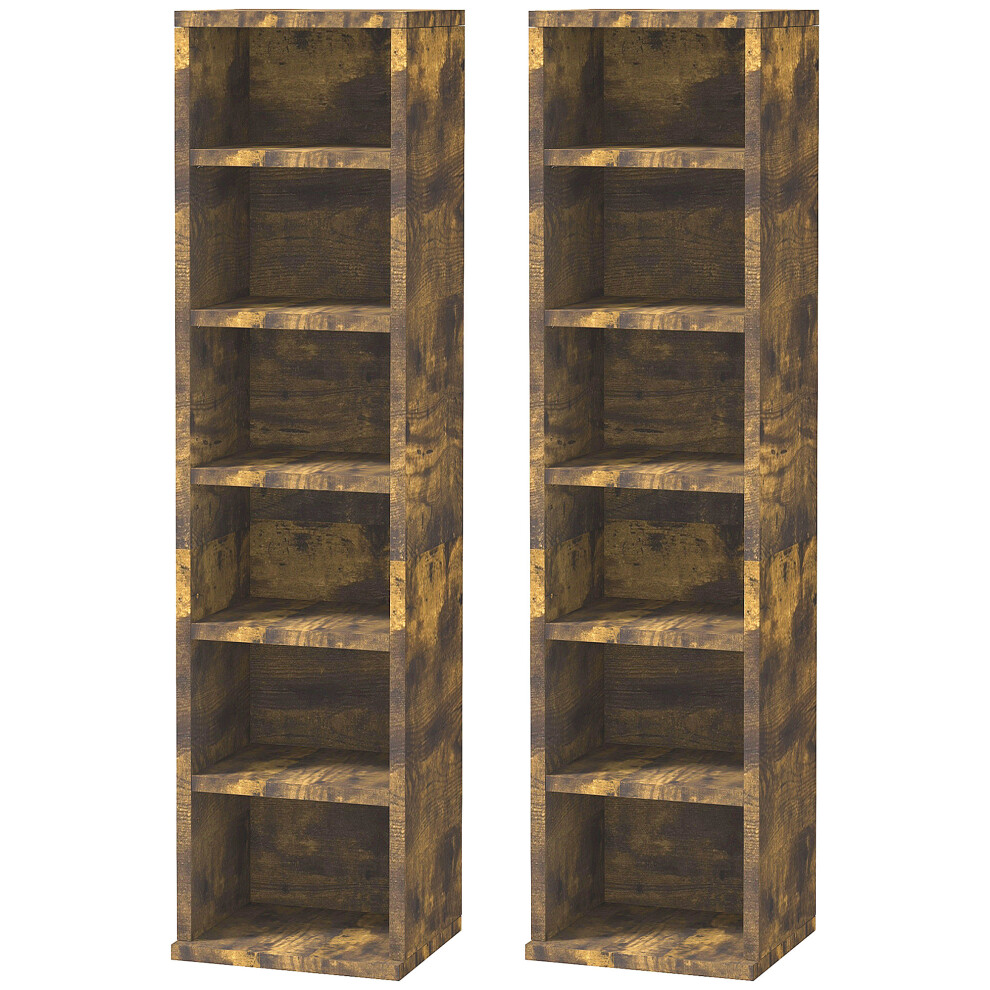 Set Of 2 CD Media Display Shelf Unit Tower Rack Adjustable Shelves