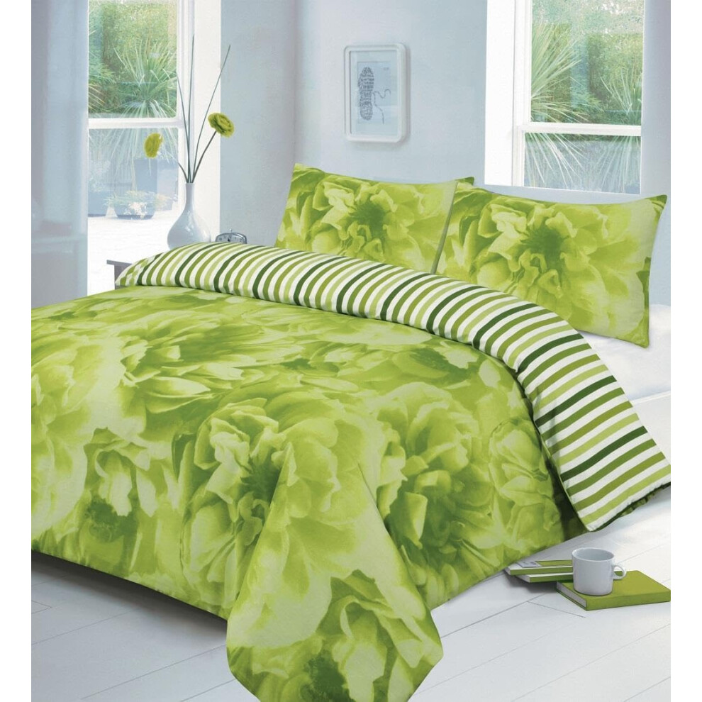 (Double, Green) Roses Duvet Cover Set Bedding Quilt Cover Bed Set